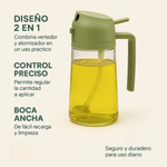 Aceitero Dispensador & Pulverizador 2 en 1 Premium